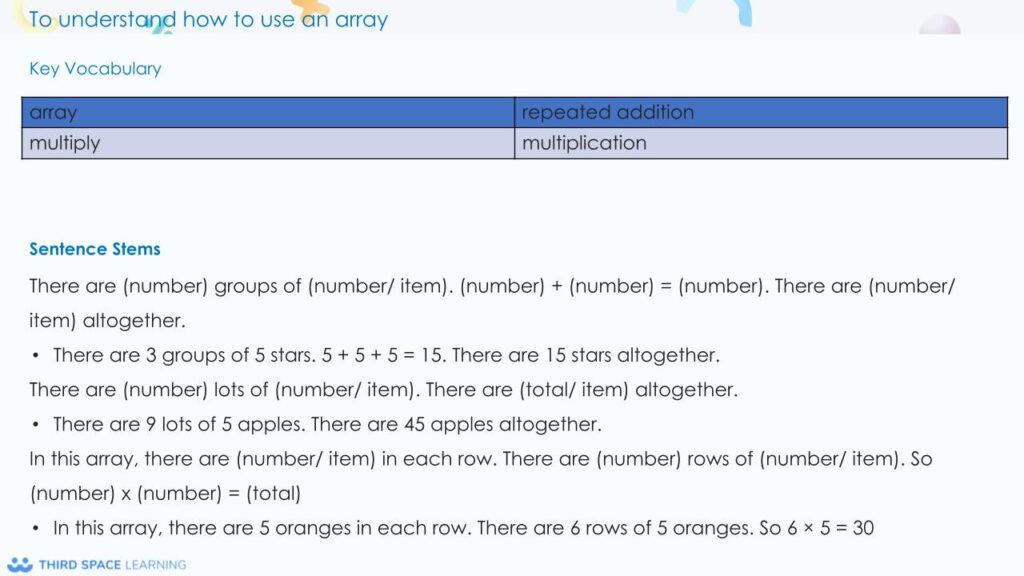 maths vocabulary slide