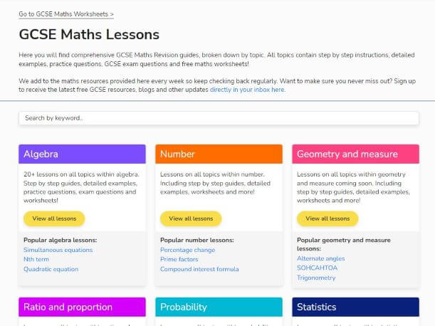 GCSE maths lesson library