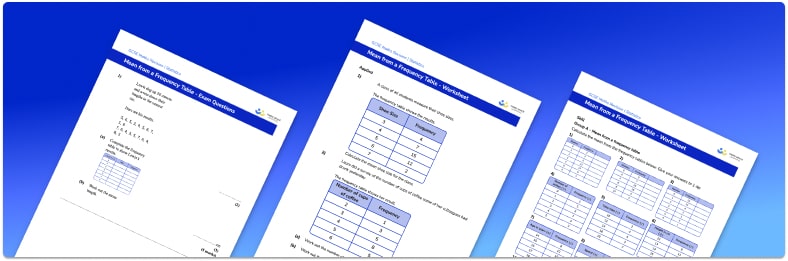 Mean from a frequency table worksheet