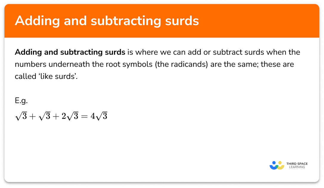 Adding and subtracting surds