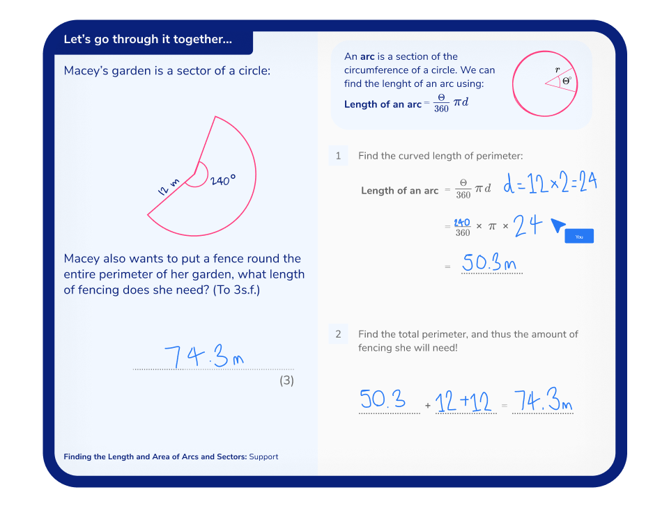 Example sector of a circle lesson