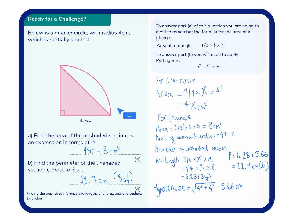 Example sector of a circle lesson