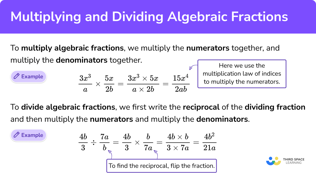 What is multiplying and dividing algebraic fractions?